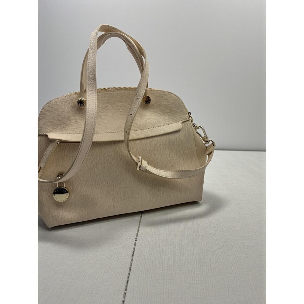 Furla‎ Metropolis Dome Satchel Bag White Leather Top Handle Crossbody